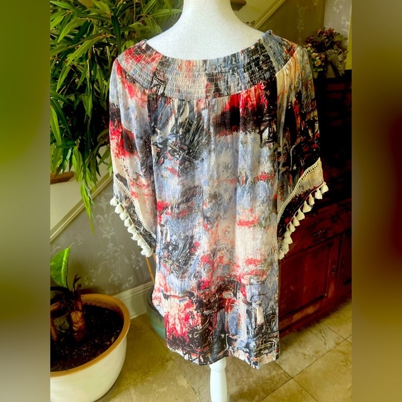 Urban Mangoz ladies, large pullover, top tassel sleeves and front colorful - Picture 3 of 12